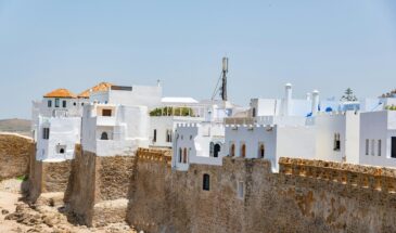 View of White and Blue Buildings in Asilah, Morocco